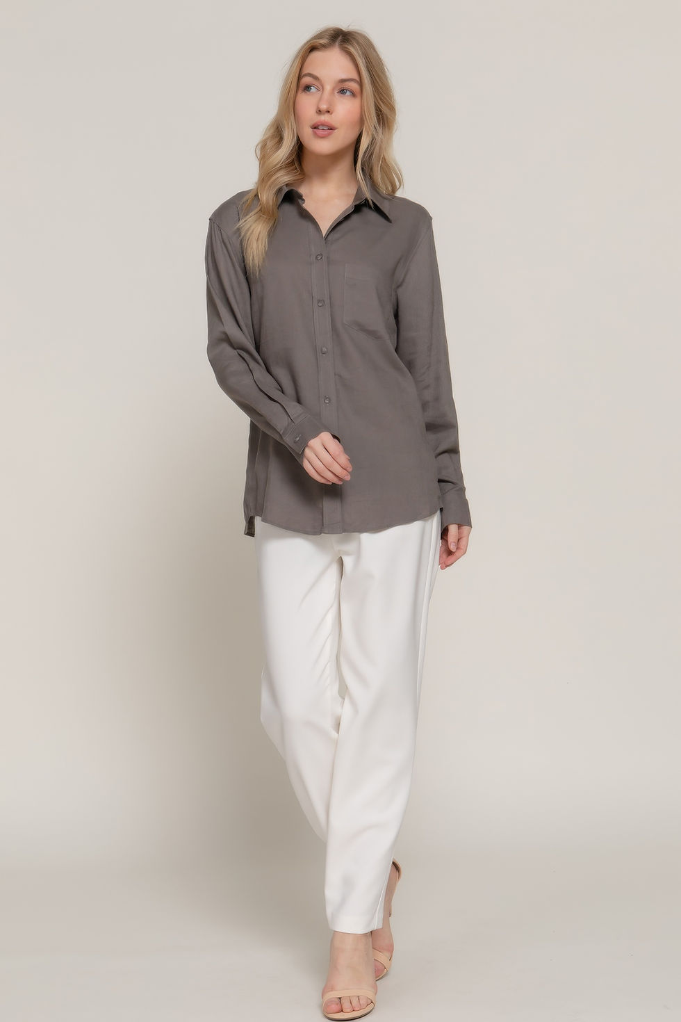 Thumbnail: Long Sleeve Linen Blend Shirt       