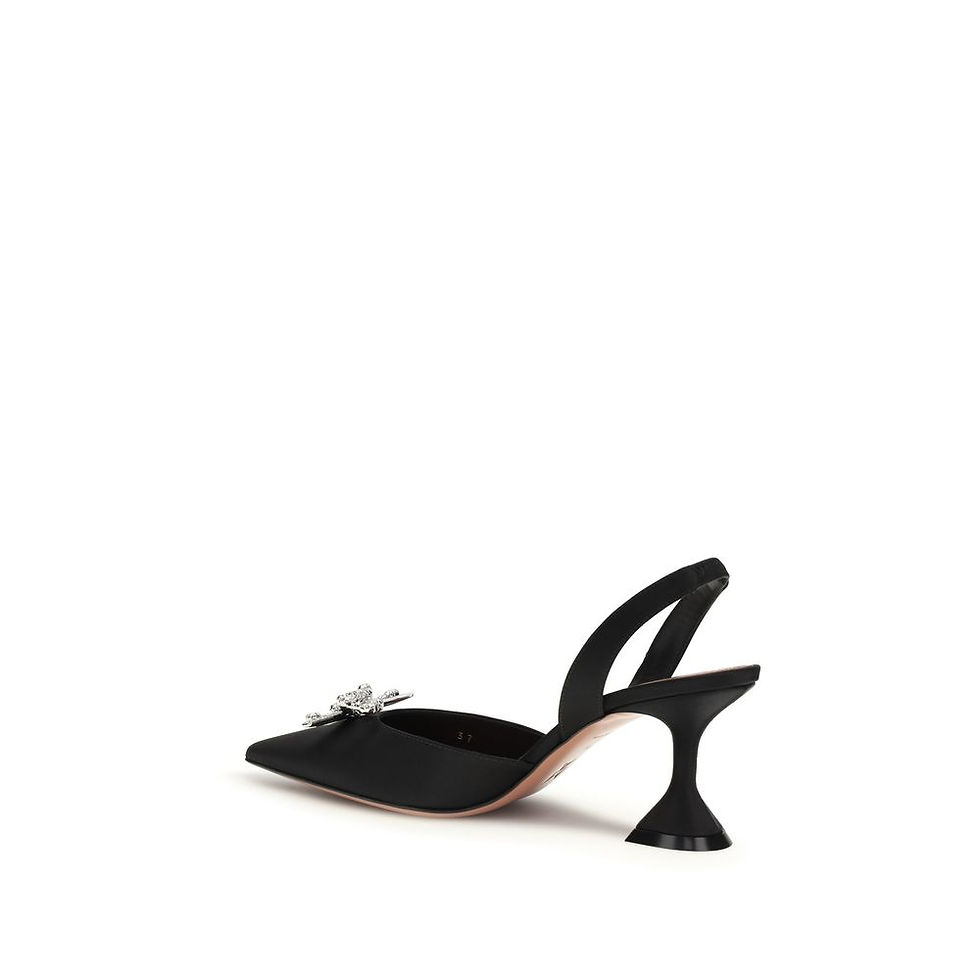 Thumbnail: Amina Muaddi Black Silk High Heel Pumps