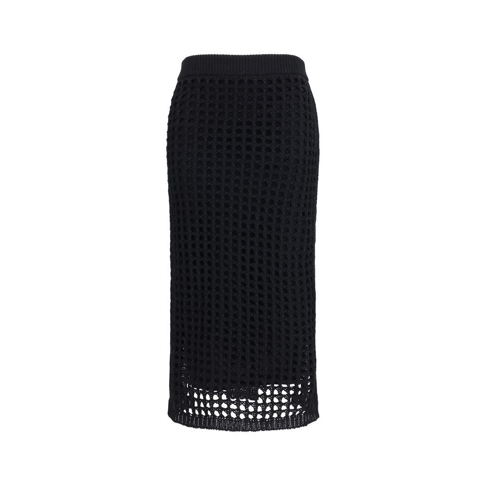 Max Mara Pure Black Cotton Midi Skirt