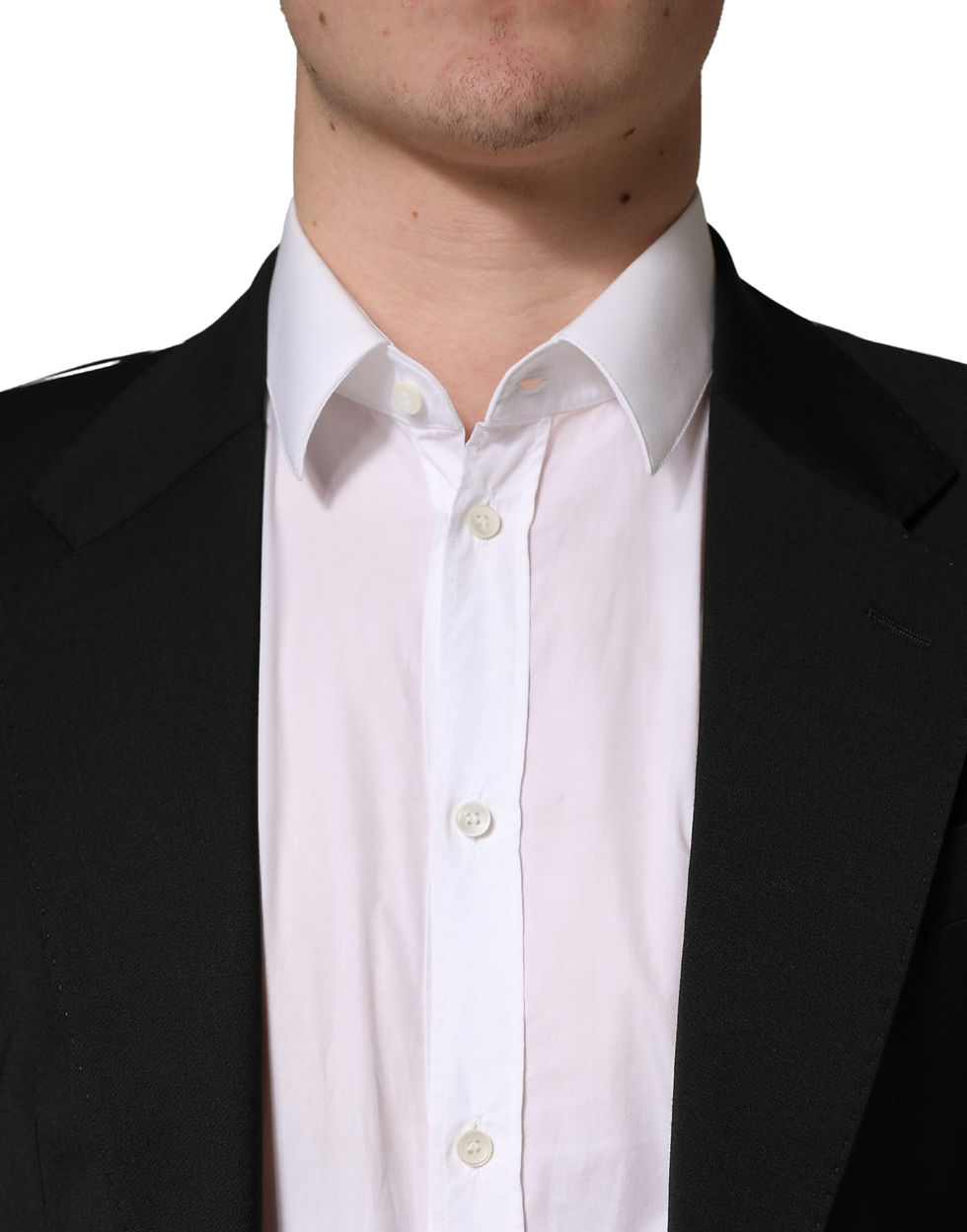 Thumbnail: Dolce & Gabbana Black Polyester 2 Buttons Men Suit Jacket