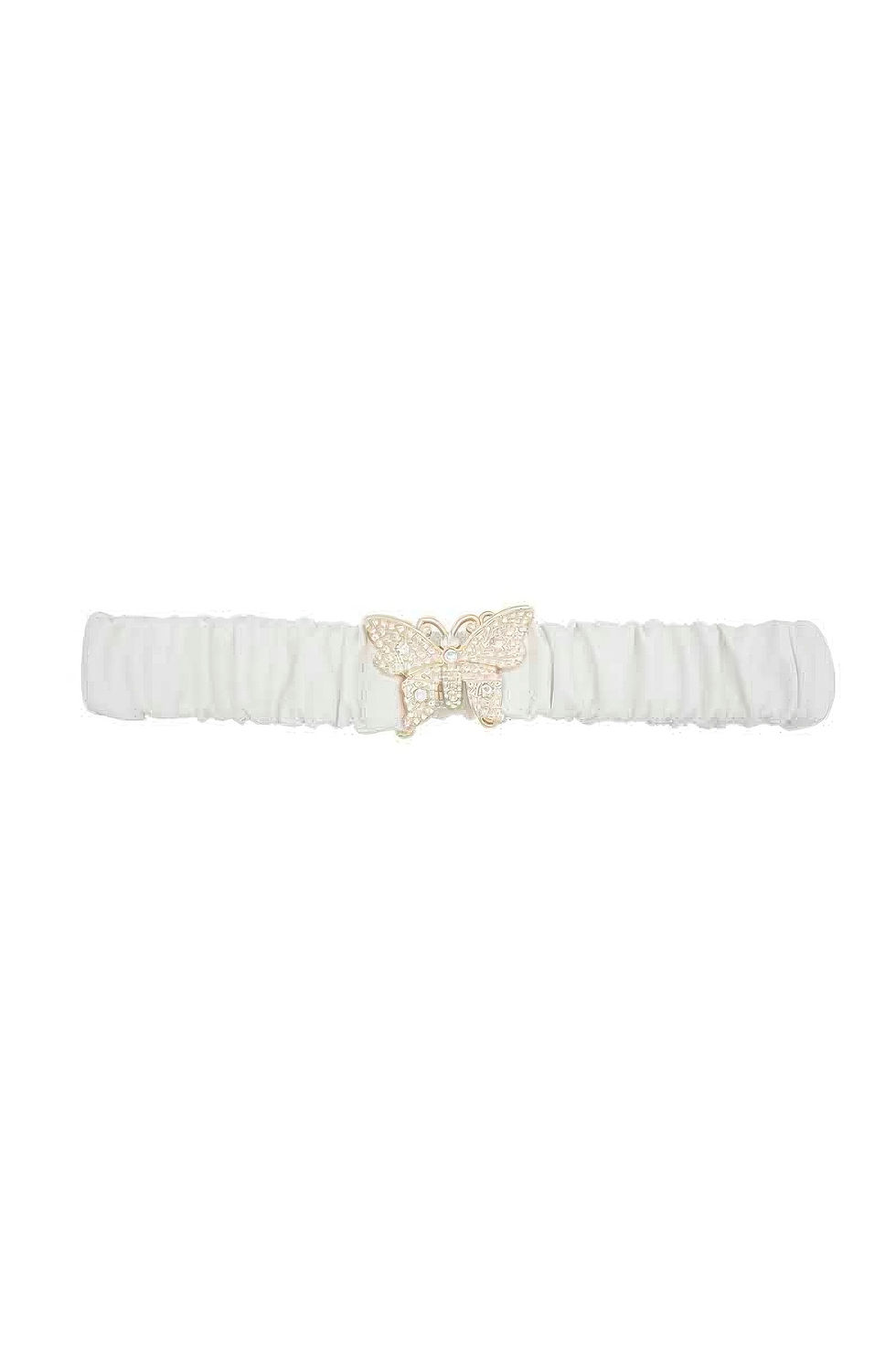 Thumbnail: Rhinestone Pave Butterfly Ruched Elastic Back Belt