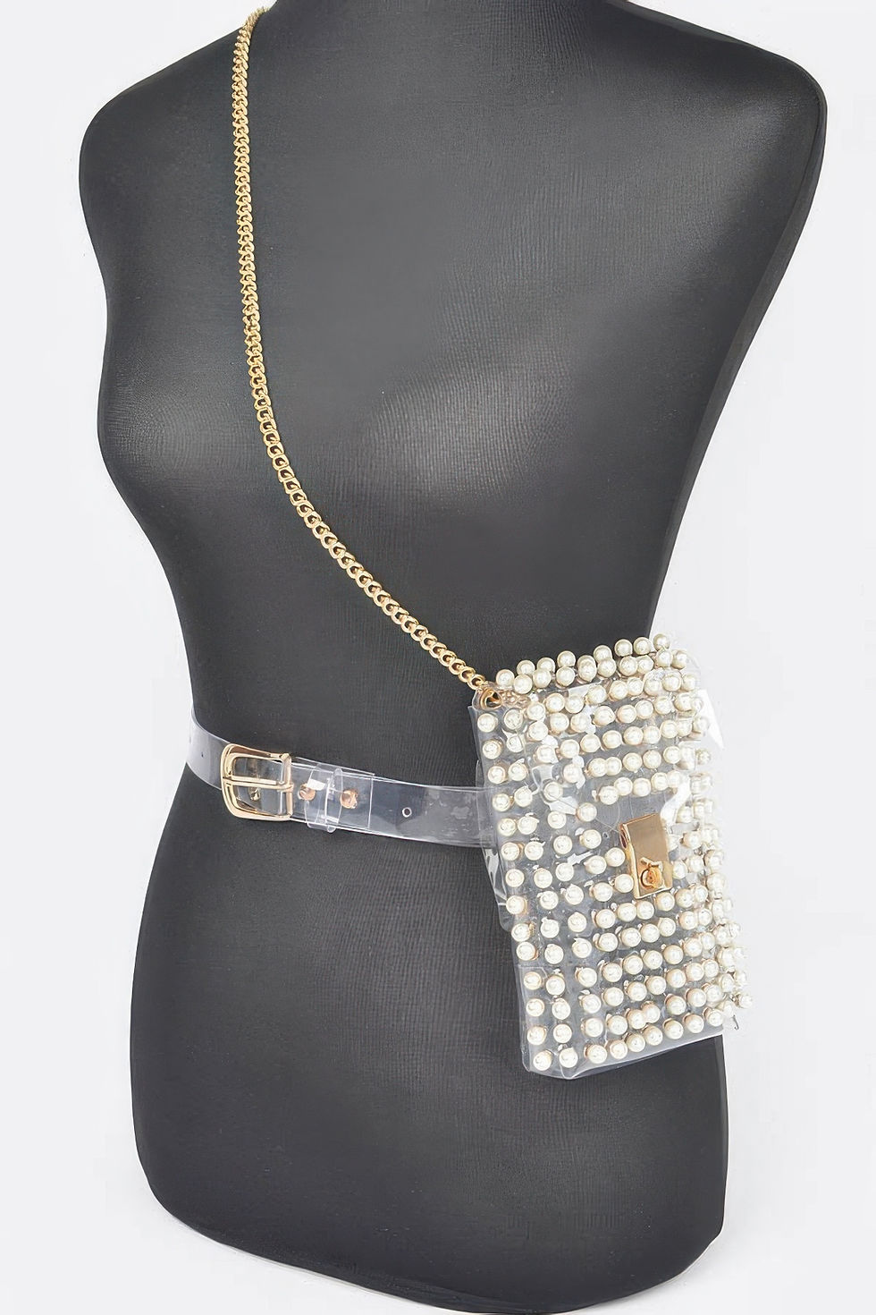 Thumbnail: Rhinestone Clear Belt Bag W/chain