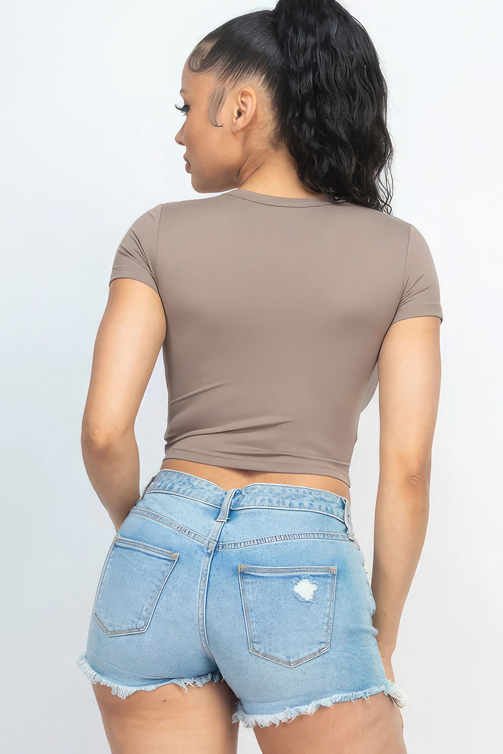 Thumbnail: Short Sleeve Roundneck Crop Top