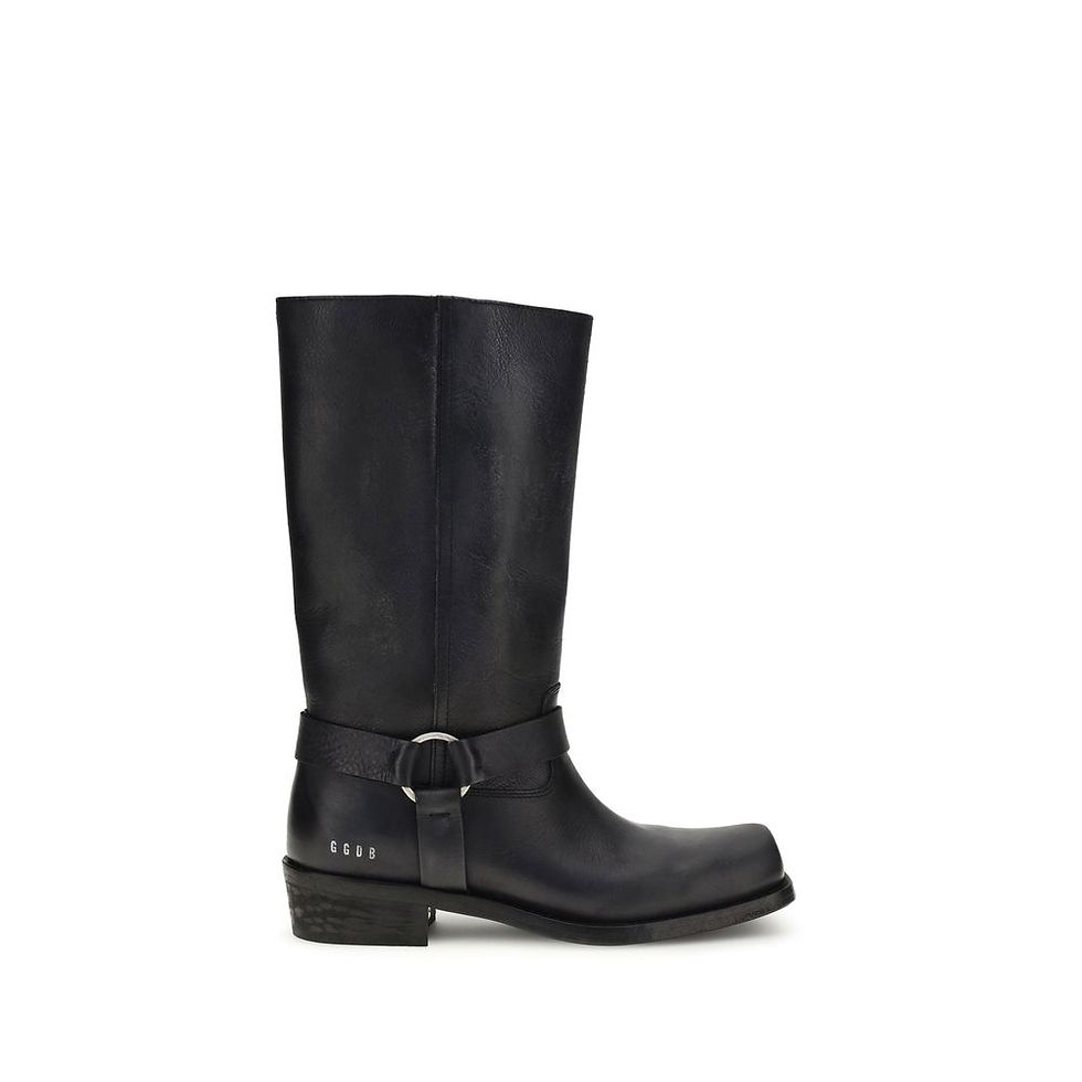 Thumbnail: Golden Goose Black Calf Leather Bos Taurus Ankle Boots