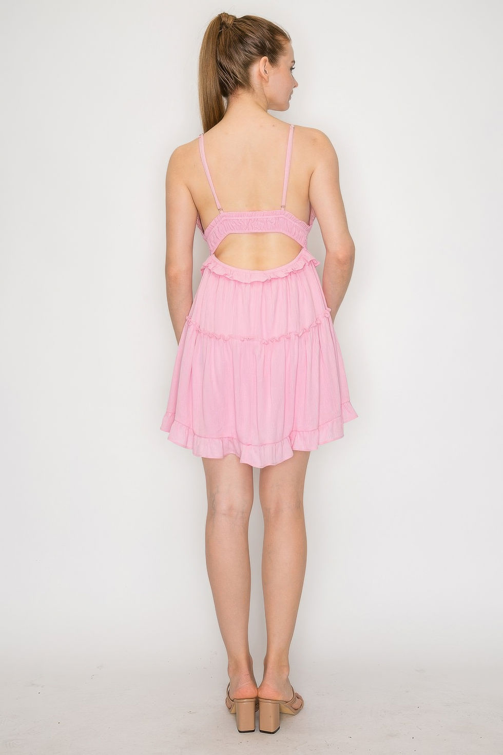 Thumbnail: Lace Tiered Open-back Ruffled Dress
