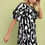 Thumbnail: Geometric Print Loose Fit Mini Dress With Gathered Balloon Sleeves