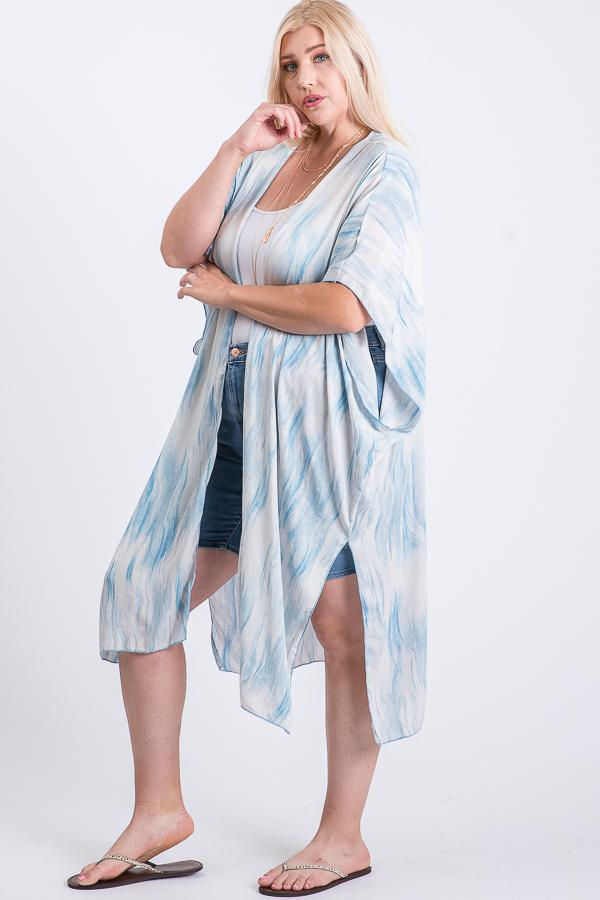 Thumbnail: Zebra Print Short Sleeve Maxi Kimono