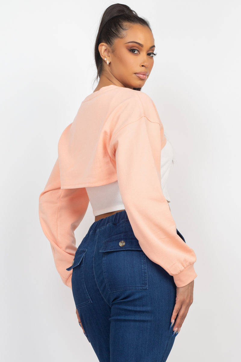 Thumbnail: Ribbed Sleeveless Top With Shrug Sweater