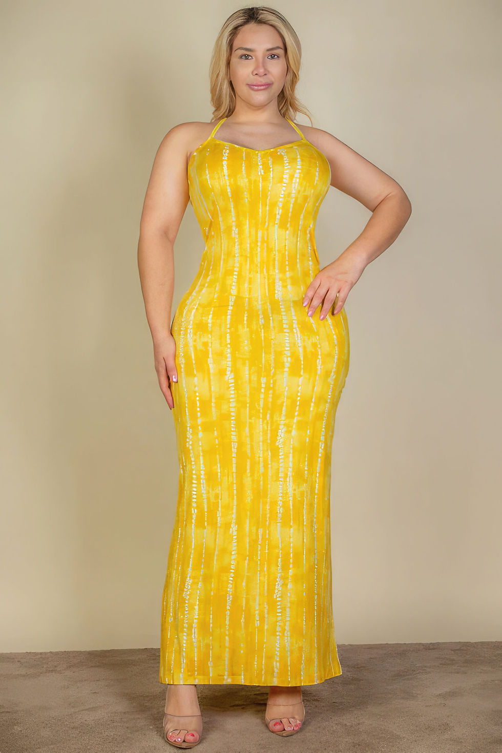 Thumbnail: Plus Size Tie Dye Printed Cami Bodycon Maxi Dress