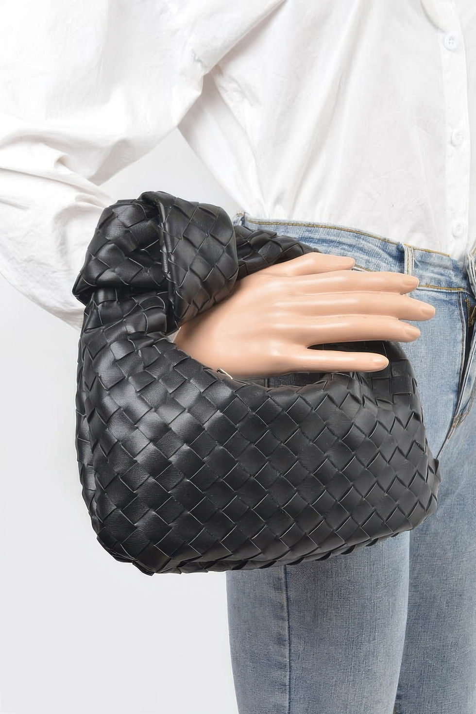 Thumbnail: Faux Leather Braided Zip Bag