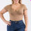 Thumbnail: Plus Size Casual Split Neck Solid Short Sleeve Bodysuit 