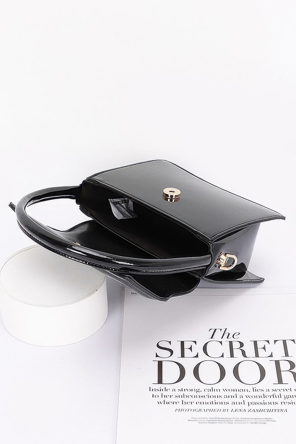 Thumbnail: Enamel Top Handle Flap Bag