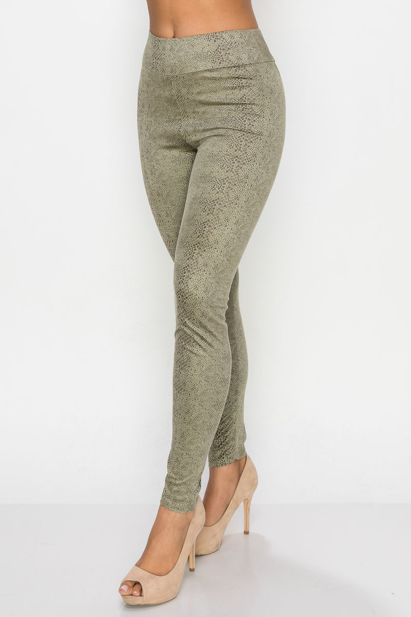 Thumbnail: Embossed Snake Print Top And Leggings Set