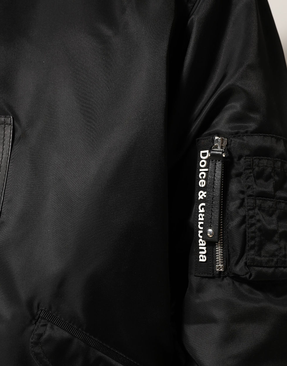 Thumbnail: Dolce & Gabbana Black Cotton Hooded Full Zip Bomber Jacket
