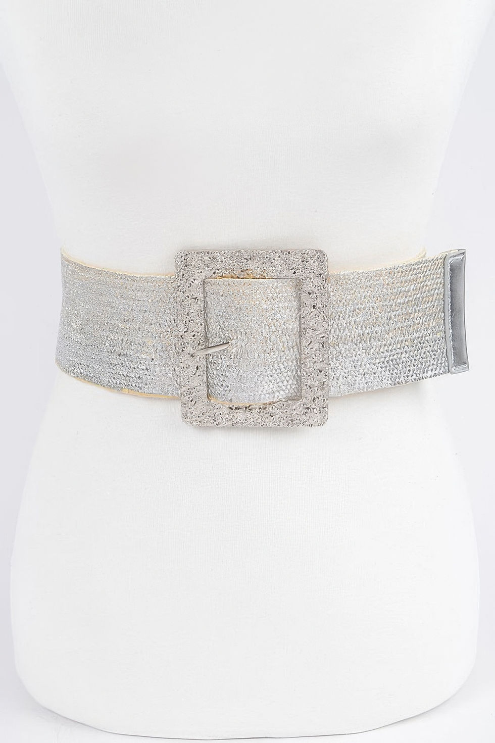 Wide Metal Buckle Clear Belt