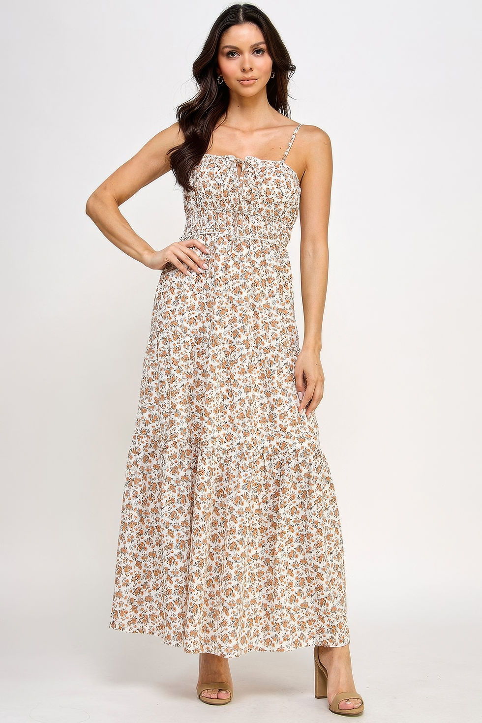 Thumbnail: Floral Smocked Ruffle Maxi Dress      
