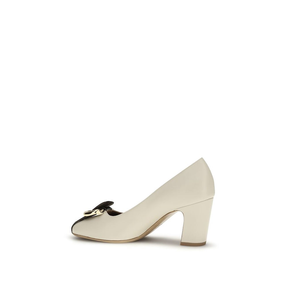 Thumbnail: Ferragamo Beige Calf Leather Bos Taurus High Heel Pumps