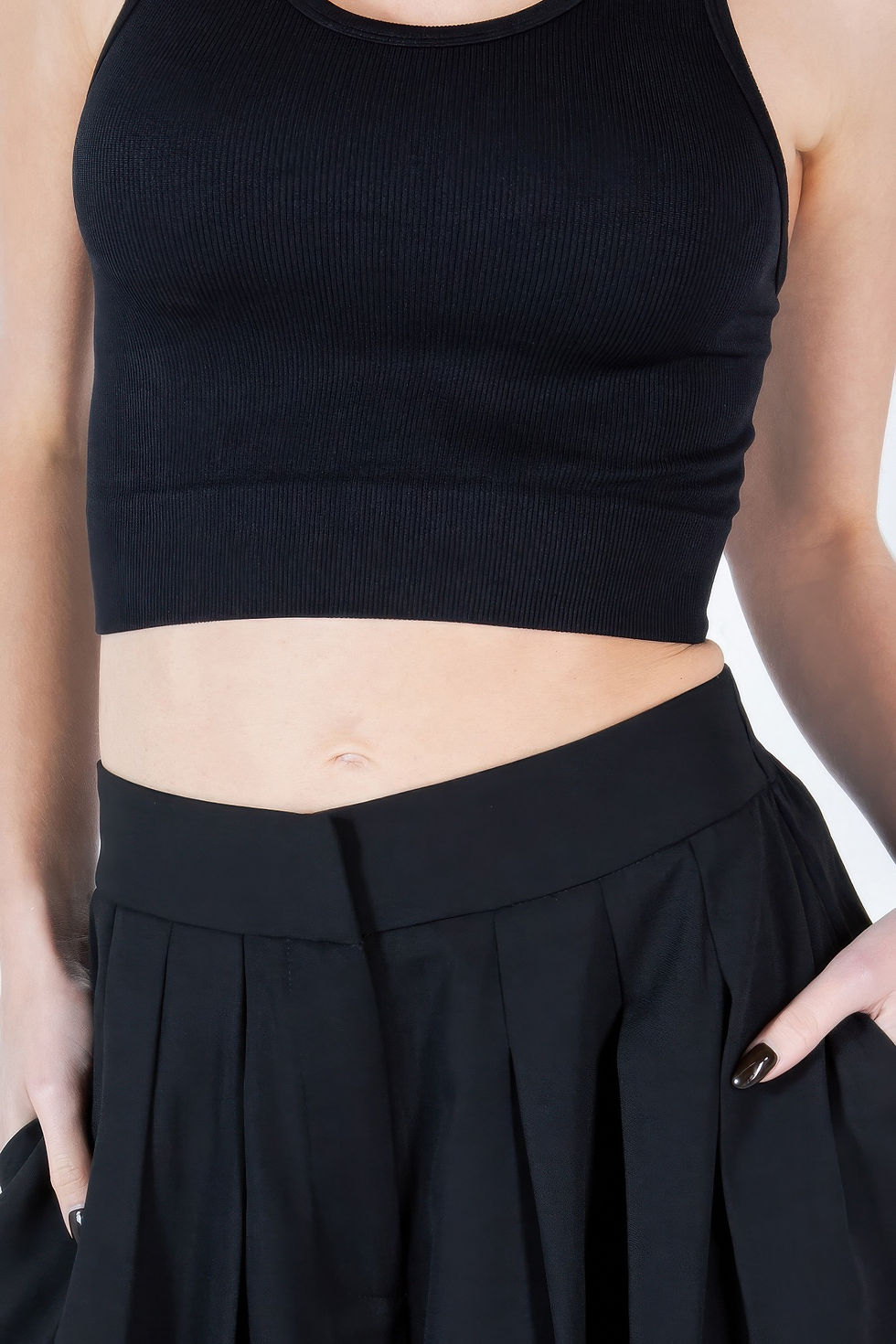 Thumbnail: Large Hem Wide Leg Pleated Solid Pants