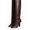 Thumbnail: Dolce & Gabbana Brown Leather Gold Tone Logo High Boots Shoes
