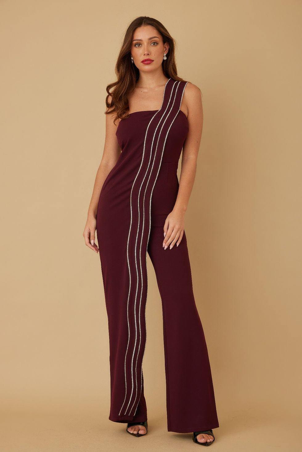 Thumbnail: Flap Rhinestone Edge Jumpsuit