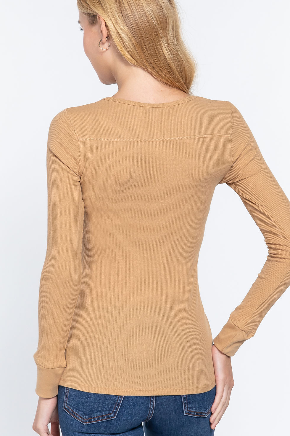 Thumbnail: Long Slv V-neck Placket Thermal Top