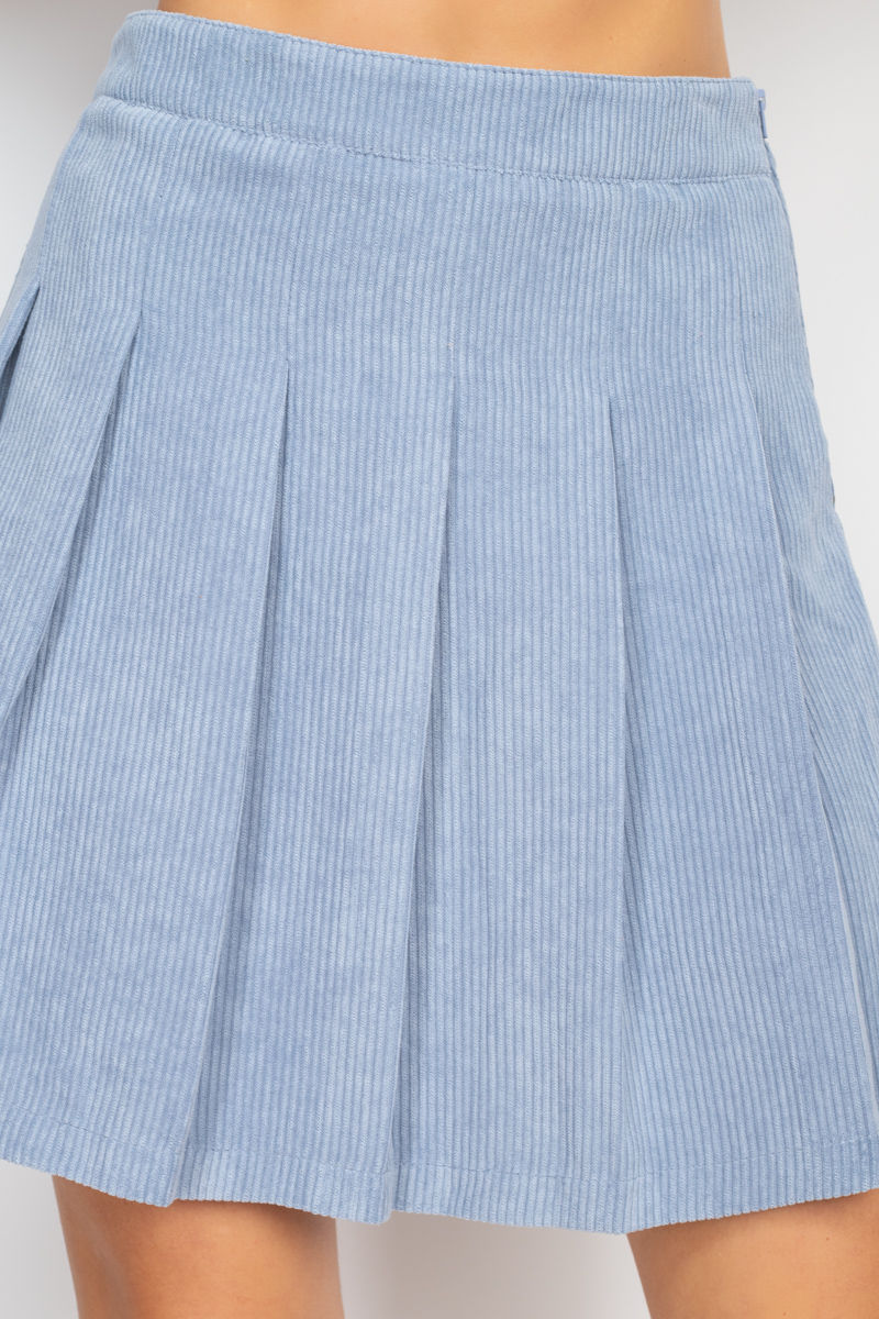 Thumbnail: A-line Corduroy Pleated Mini Skirt