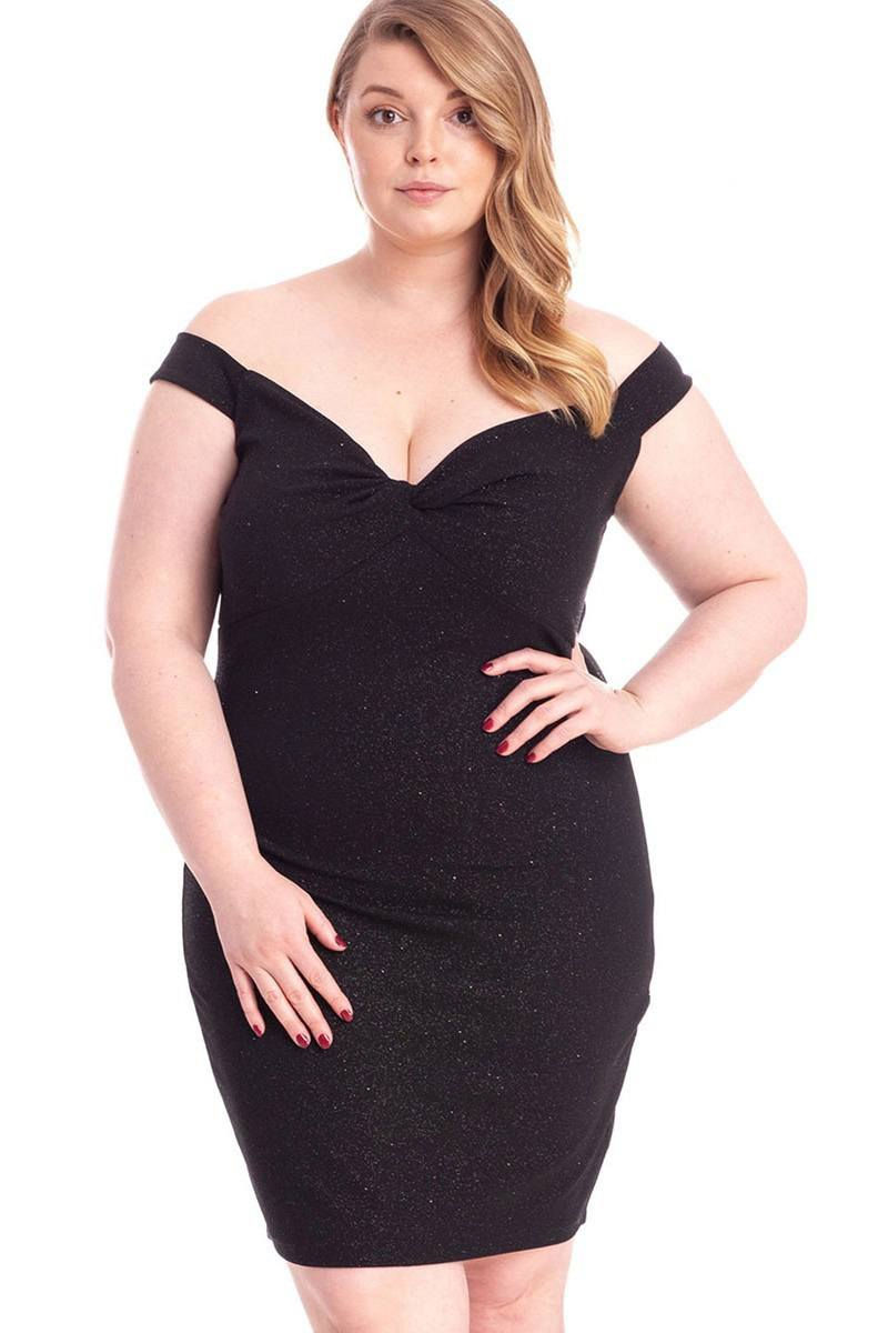 Thumbnail: Glittered Off Shoulder Mini Dress
