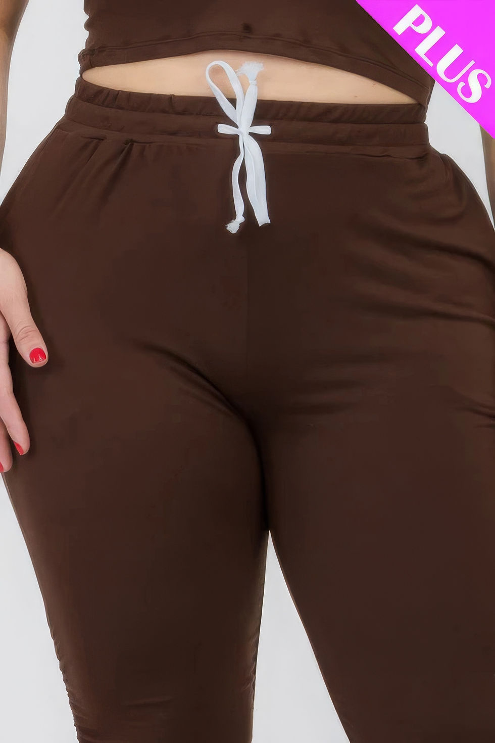 Thumbnail: Plus Size Crop Tank Top & Ruched Pants Set