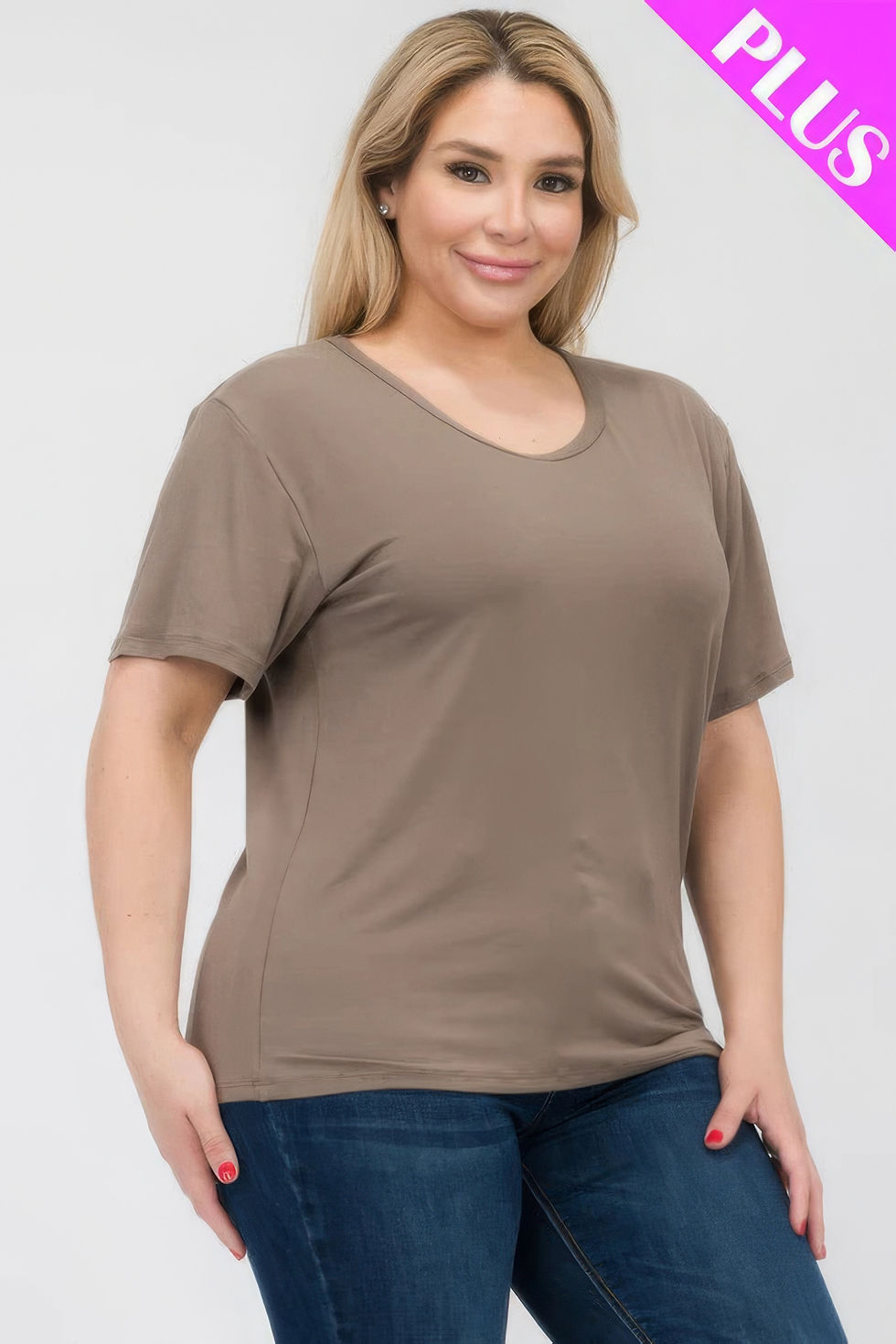 Thumbnail: Plus Size Basic Short Sleeve T-shirt