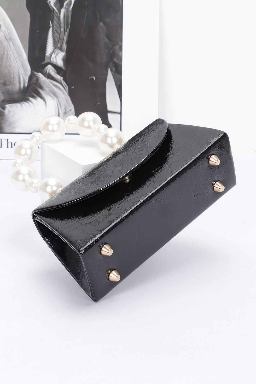 Thumbnail: Metallic Pearl Handle Flap Bag