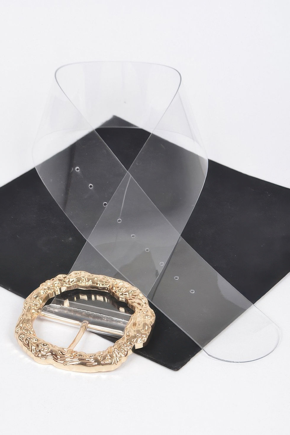 Thumbnail: Big Vintage Round Metal Buckle Clear Belt