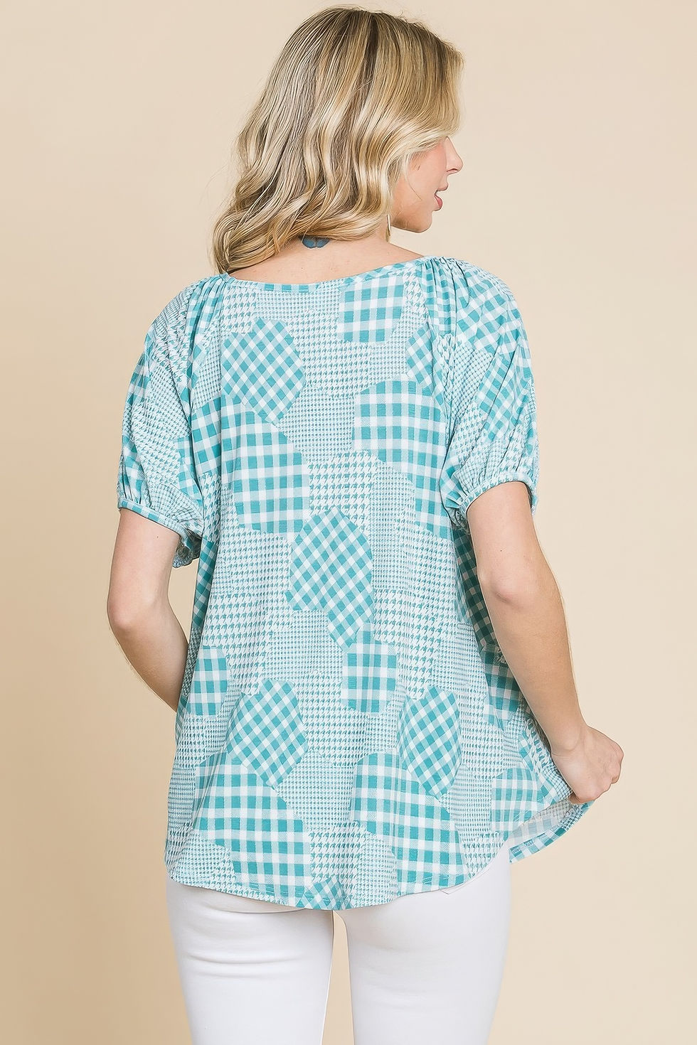 Thumbnail: Hounds Tooth And Check Plaid Top