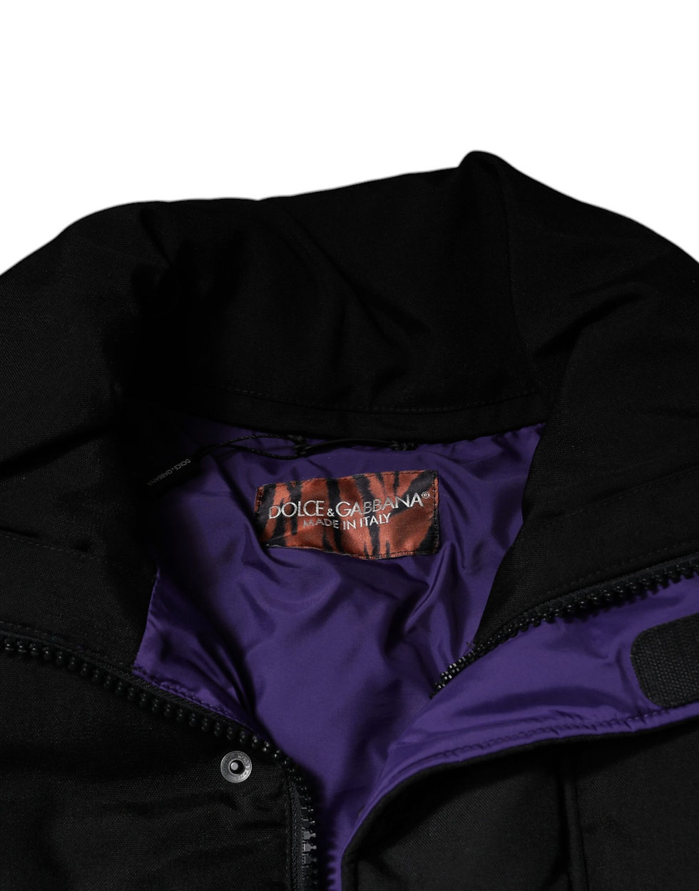 Thumbnail: Dolce & Gabbana Black Nylon Puffer Men Full Zip Jacket