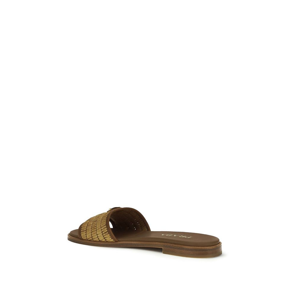 Thumbnail: Prada Brown Raffia Slippers