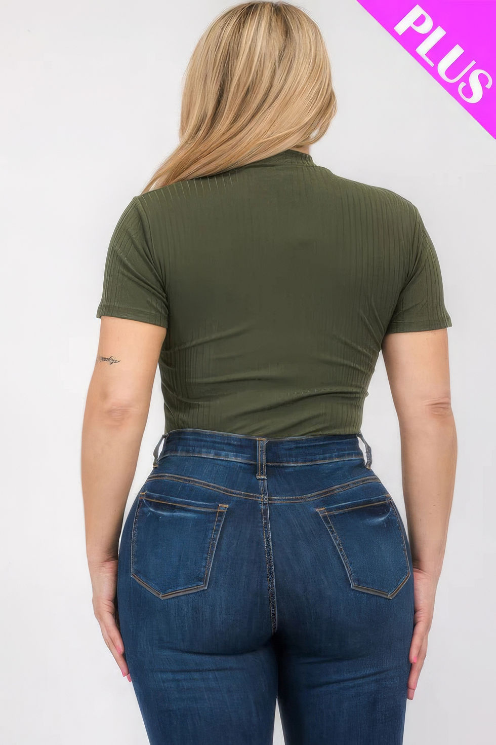 Thumbnail: Plus Size Ribbed Short Sleeve Bodysuit