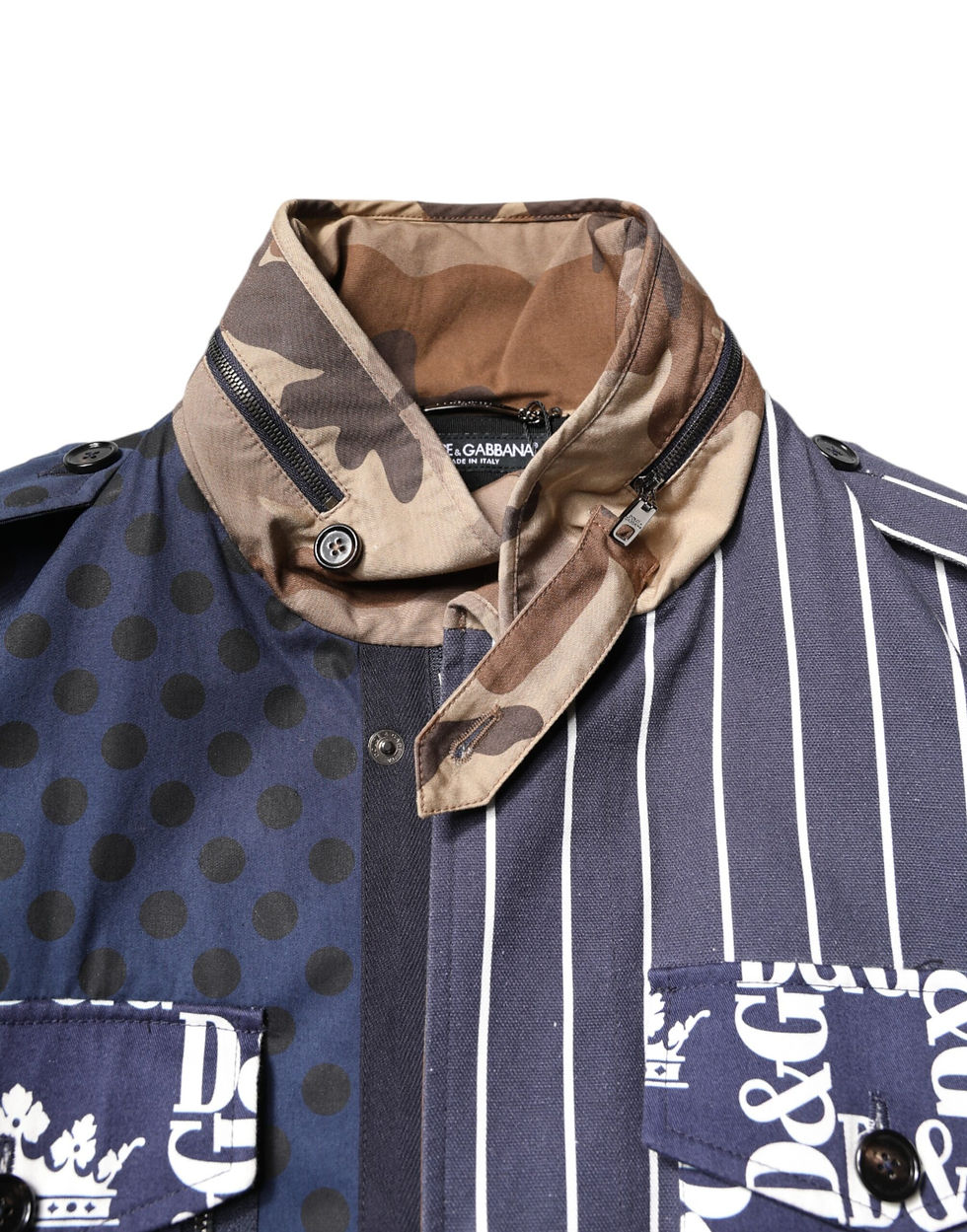 Thumbnail: Dolce & Gabbana Multicolor Cotton Logo Patchwork Coat Jacket