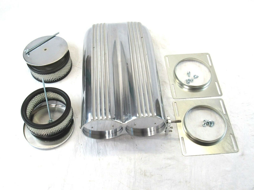 Thumbnail: Aluminum Shotgun Finned Intake Hood Scoop, Dual Carbs- Polished