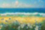 An oil painting of a sea horizon -  emphasizing the opportunities found in womb yoga