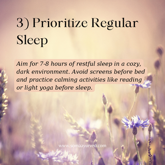 The third tip recommends getting sufficient sleep in order to balance your vata dosha
