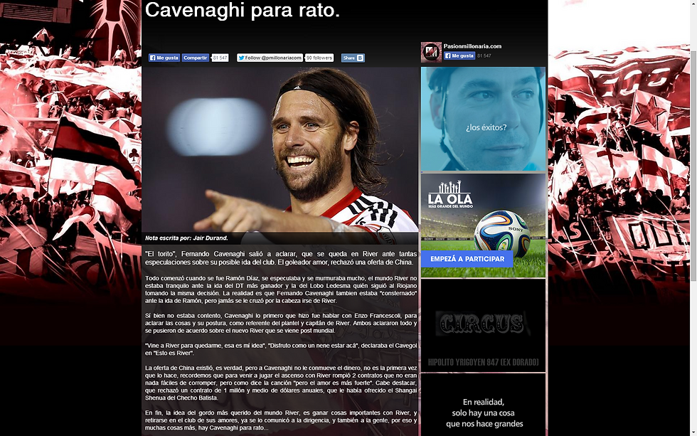 Cavenaghi para rato.