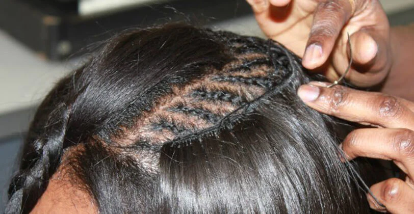 Full sew in weave with hair creates a sleek and voluminous look for any occasion.