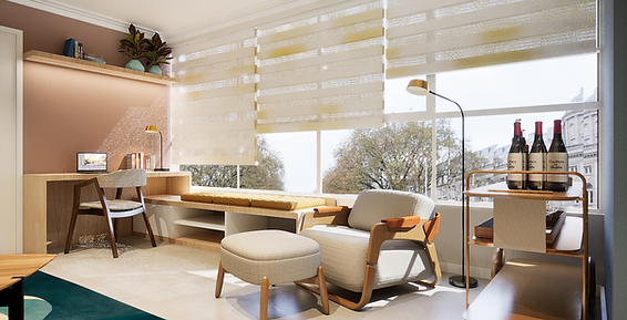 poltrana com puff e um mini bar para relaxar 