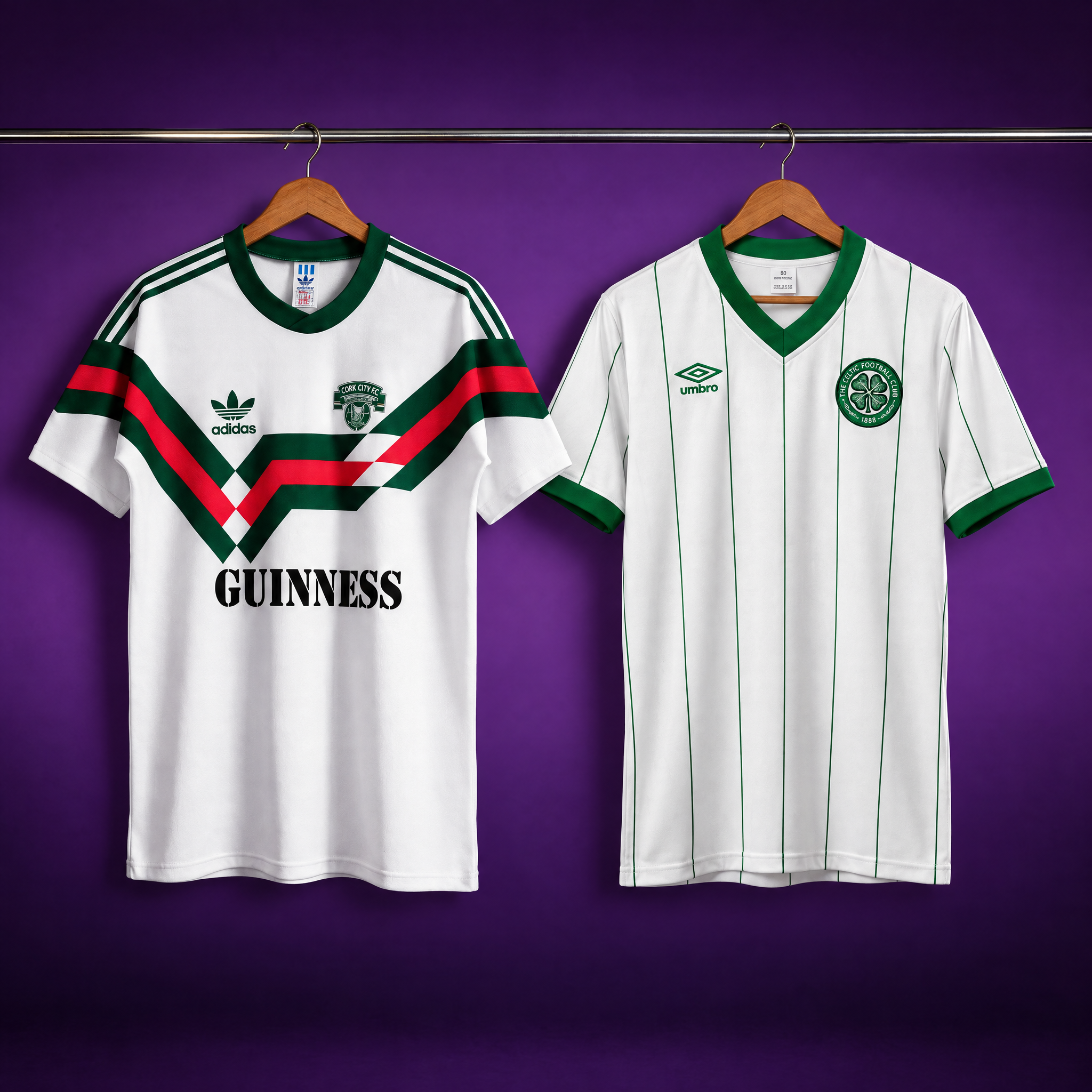 Cult Clubs Pair: Cork City 1988/1989 + Celtic FC 1981/1983 Away (2 shirts)