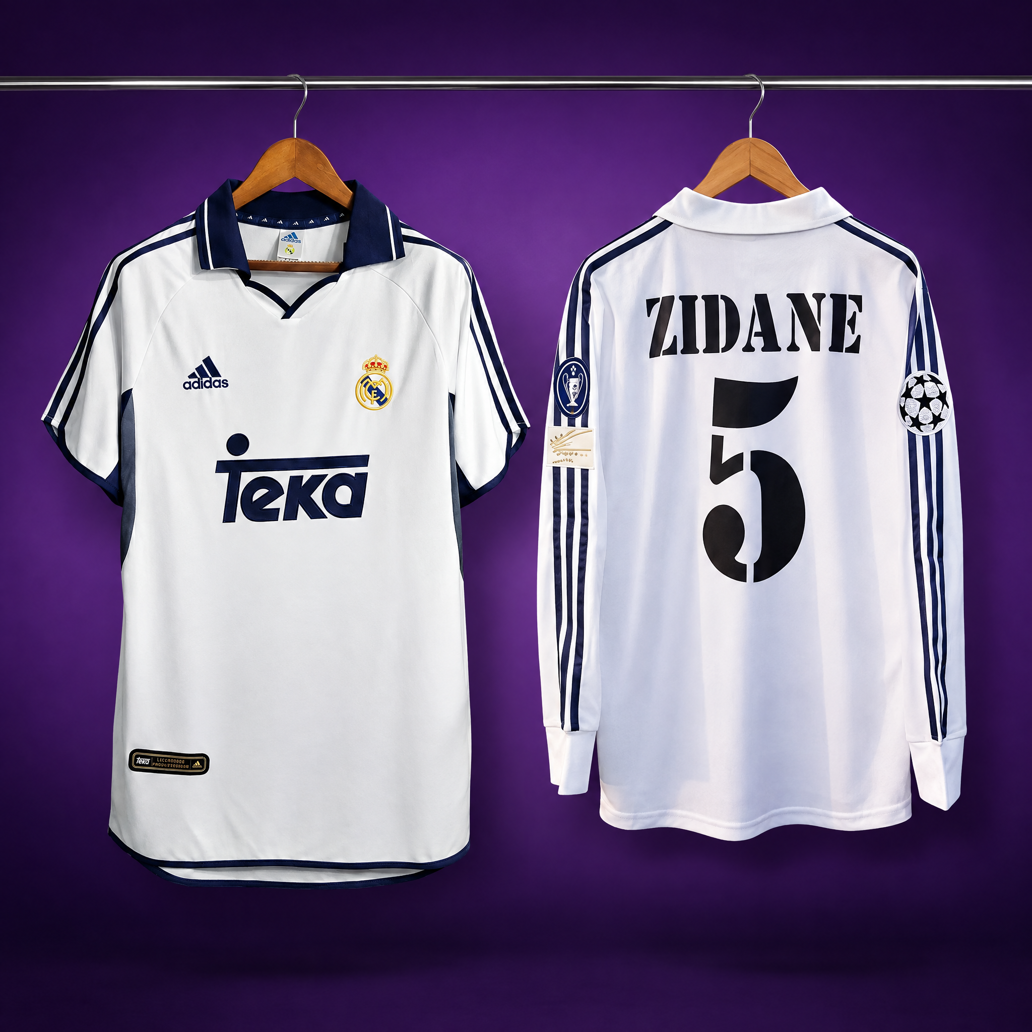 Real Madrid Pair: 2000/01 Galacticos + Zidane 2001/02 (2 shirts)