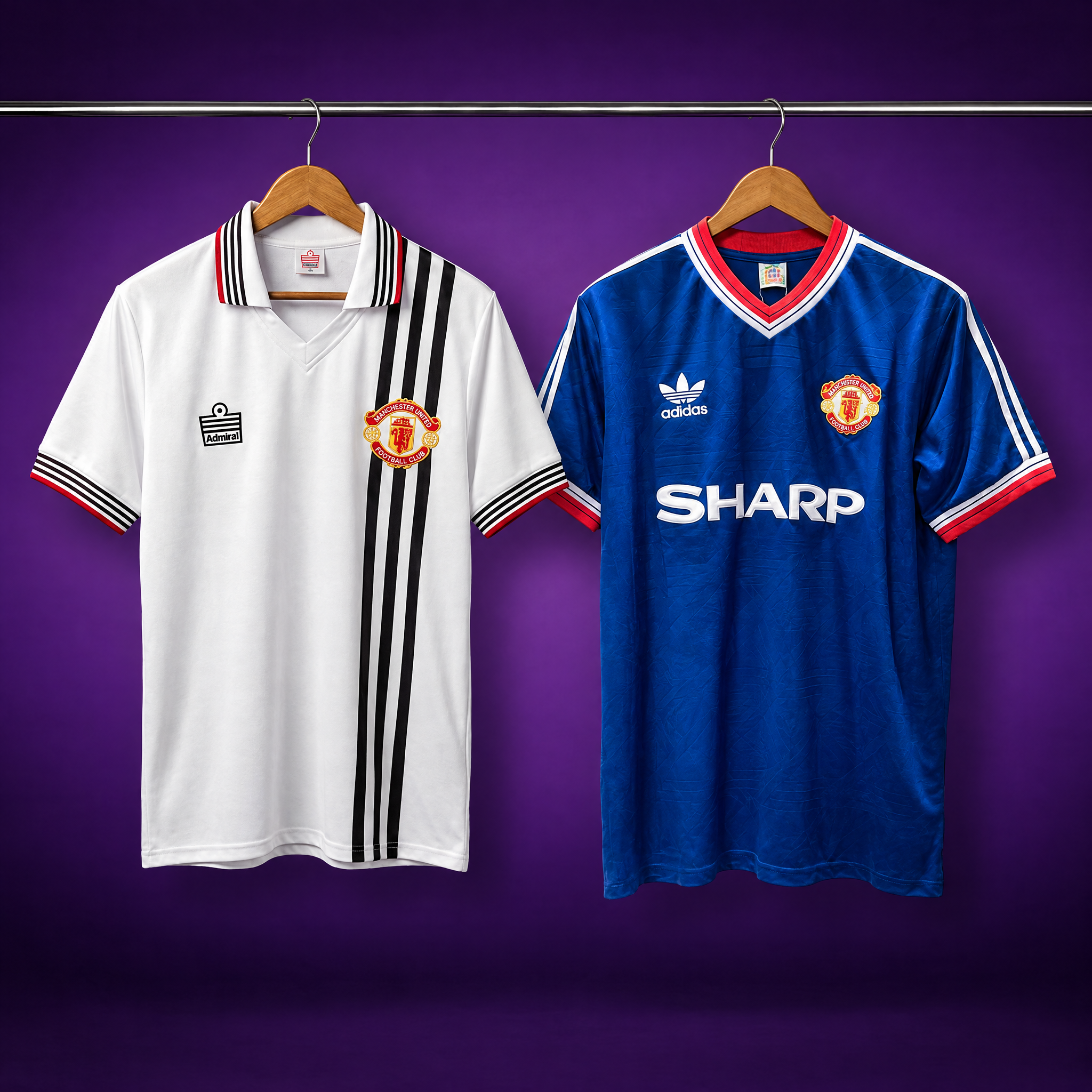 Manchester United Away Pair: 1975/76 Away + 1986/88 Away (2 shirts)