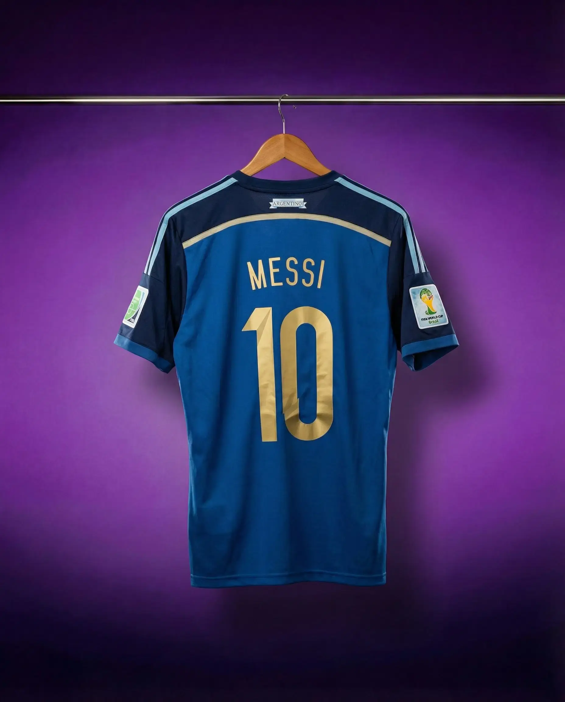 Messi Argentina 2014 World Cup Away Retro Jersey