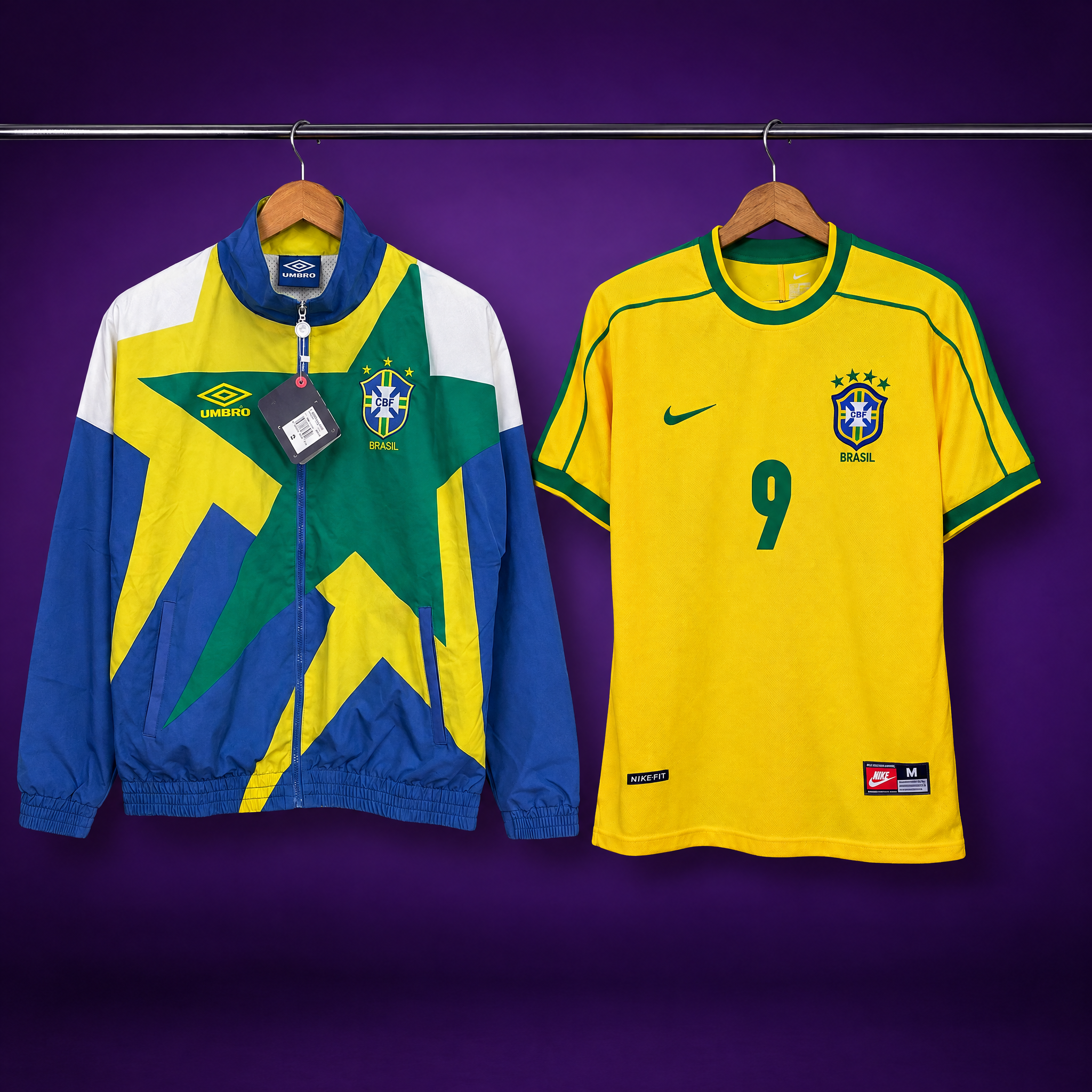 Brazil Pair (Jacket + Shirt): 1993/94 Jacket + 1998 World Cup (2 pieces)