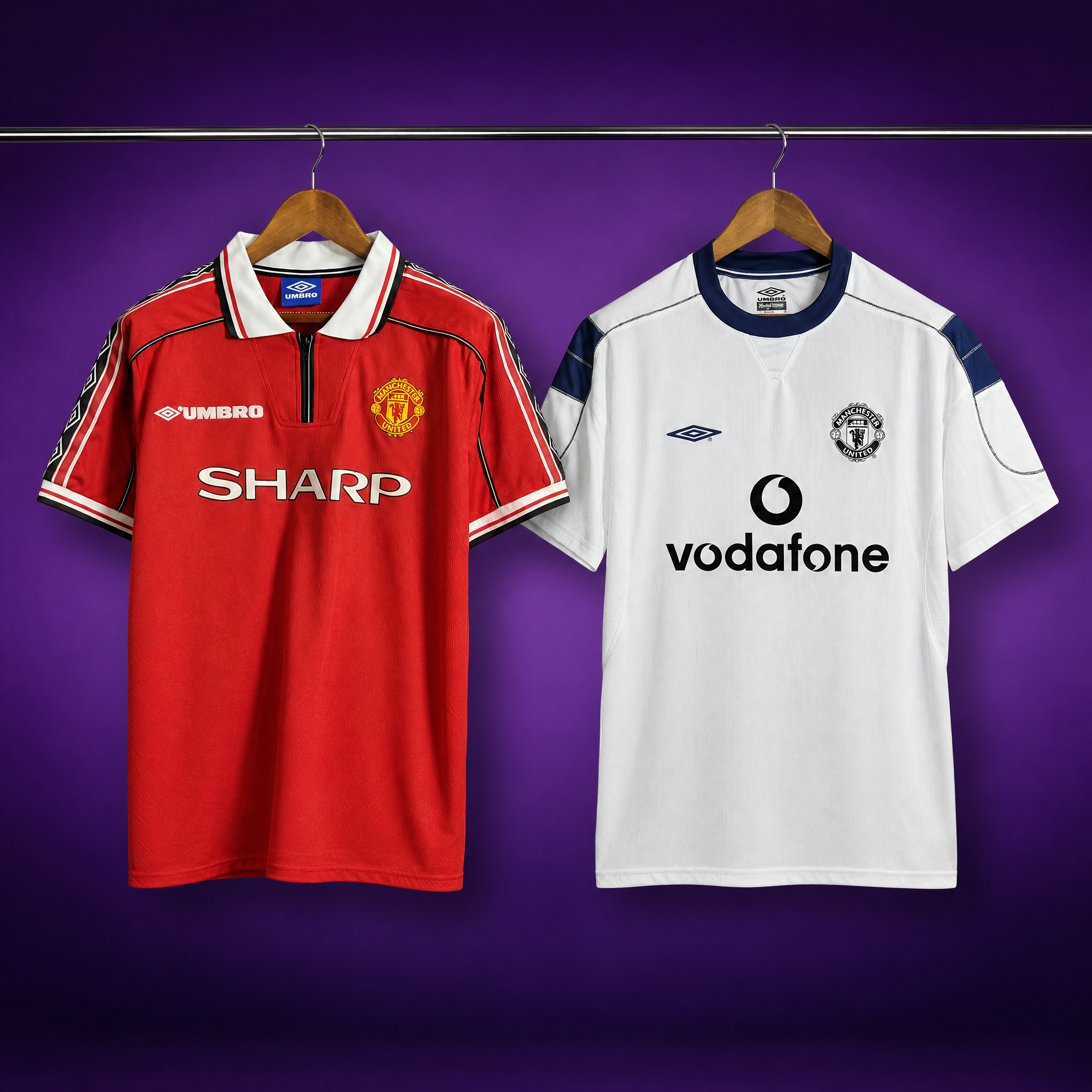 Treble Era Pair: Man Utd 1998/99 European Champions + 1999/2000 Away (2 shirts)