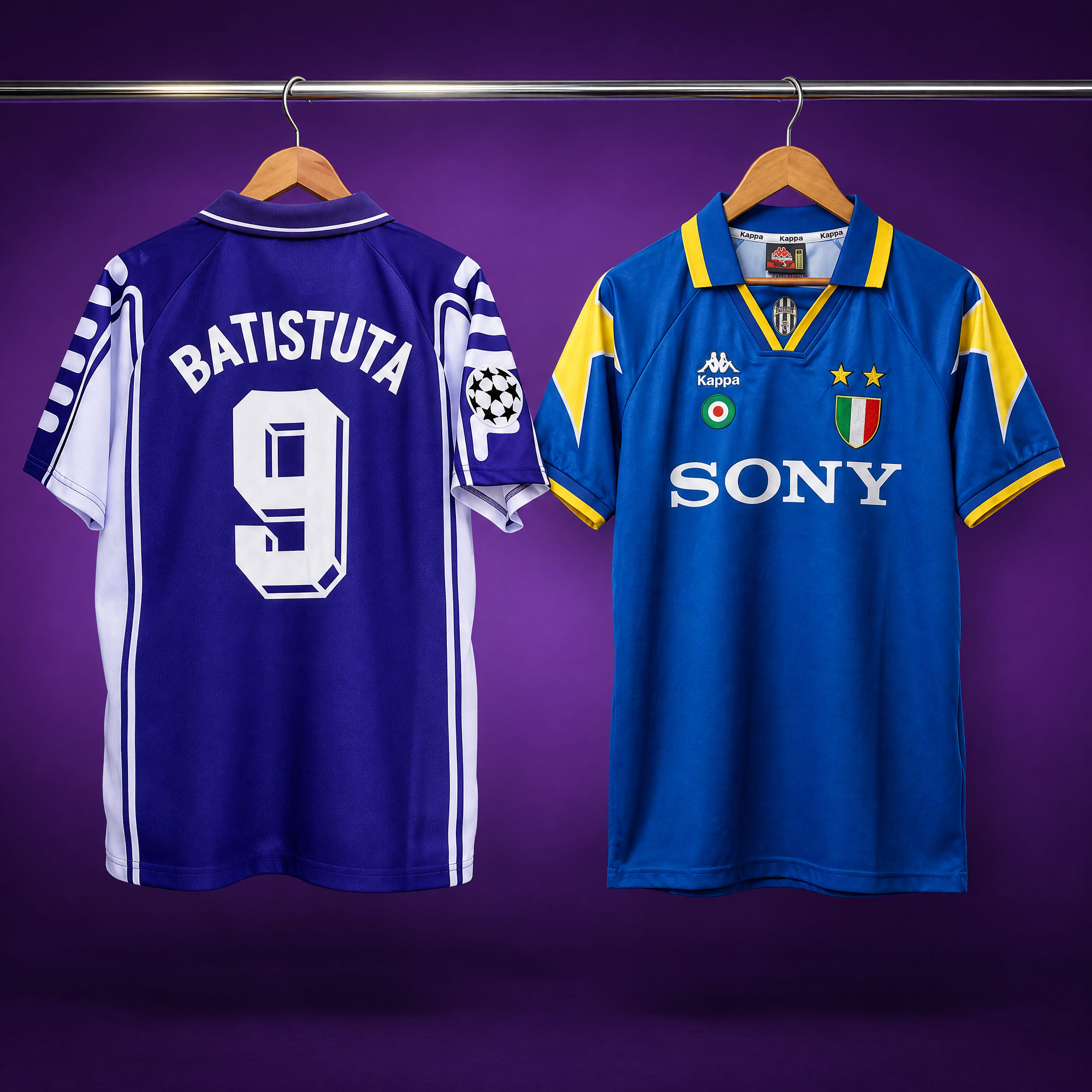 Italian Legends Pair: Batistuta 1999/2000 + Juventus 1995/1996 (2 shirts)