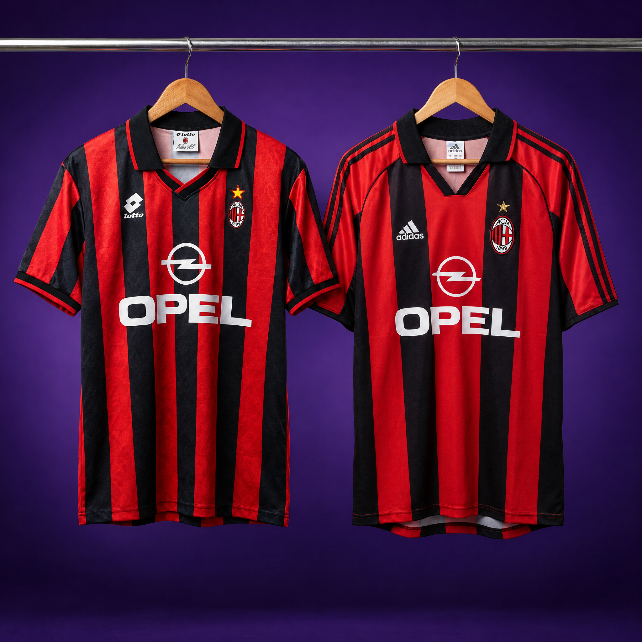 AC Milan Pair: 1995/96 + 1998/99 Home (2 shirts)